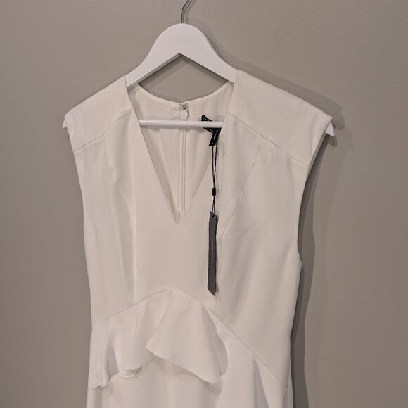 BCBG MAXAZRIA Dress Ruffled Pleated High-Low Cocktail Off White - Size 4 - Picture 4 of 10